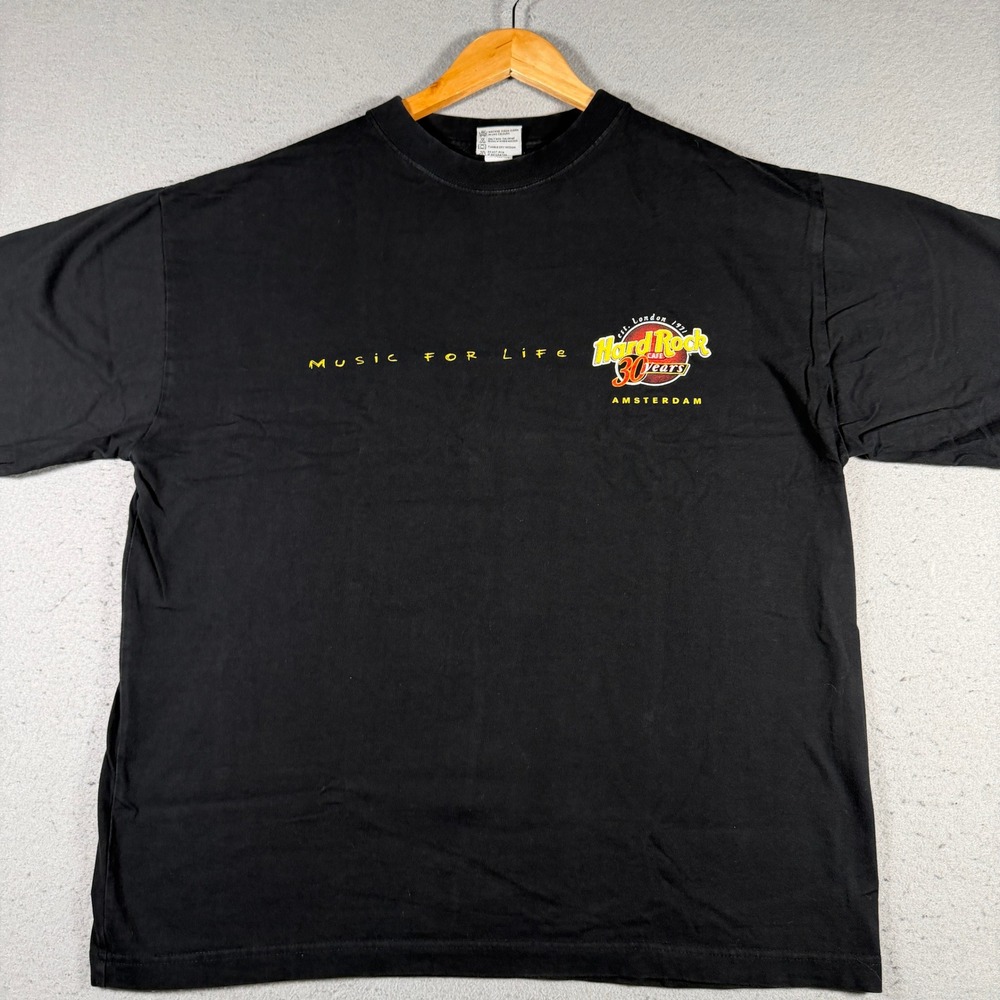 Hard Rock Cafe Amsterdam 30‎ Years World Tour Black Heavy Tee Mens XL T-Shirt